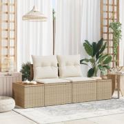 vidaXL 2-sits trädgårdsoffa med kuddar Beige Poly Rattan