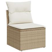 vidaXL 8-delat Trädgårdsoff Set med Kuddar Beige Poly Rattan Akacia