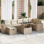 vidaXL Soffgrupp för trädgården med dynor 5 delar beige konstrotting