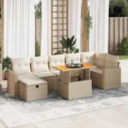 vidaXL Soffgrupp för trädgården med dynor 5 delar beige konstrotting