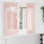 vidaXL Voile gardiner med stångfickor 2 st rosa