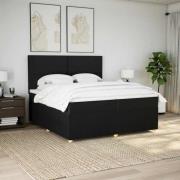 vidaXL Ramsäng med madrass svart 200x200 cm tyg