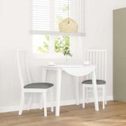 vidaXL Matstolar med dynor 2 st, vit, massivt trä, gummi