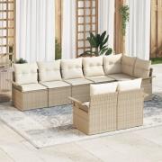 vidaXL 8-delat trädgårdsoffset med kuddar beige polyroting