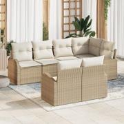 vidaXL 7-delat Trädgårdssoffset med kuddar Beige Poly Rotting