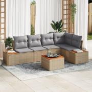 vidaXL 6-delars Trädgårdsoffset med kuddar Beige Polyrotning Akacia