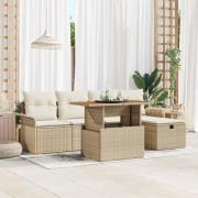 vidaXLs 6-delade trädgårdsoffas med kuddar Beige Poly Rott
