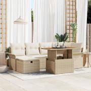 vidaXL 7-delat trädgårdssoffset med kuddar Beige Poly Rotting
