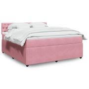 vidaXL Ramsäng med madrass rosa 180x200 cm sammet