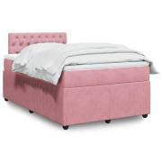 vidaXL Ramsäng med madrass rosa 120x200 cm sammet