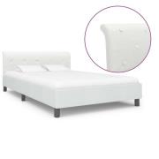vidaXL Sängram utan madrass vit konstläder 140x200 cm