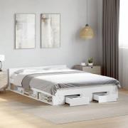 vidaXL Sängram med lådor vit 160x200 cm konstruerat trä