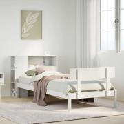 vidaXL Säng med bokhylla utan madrass vit 75x190cm massiv furu