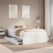 vidaXL Sängram utan madrass med lådor vit 150x200 cm massiv furu