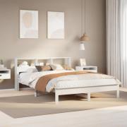 vidaXL Sängram utan madrass vit 160x200 cm massiv furu