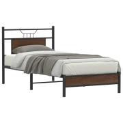 vidaXL Sängram utan madrass brun ek 75x190 cm konstruerad trä