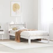 vidaXL Sängram med huvudgavel utan madrass vit 90x190 cm