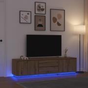 vidaXL TV-bänk med LED-lampor hantverksmässig ek 193,5x41x50 cm