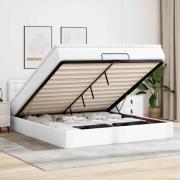 vidaXL Ottoman sängram med madrass vit 160x200 cm konstläder