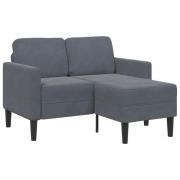 vidaXL 2-sitssoffa med schäslong L-formad mörkgrå 125 cm sammet