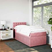 vidaXL Ramsäng med madrass rosa 100x200 cm sammet