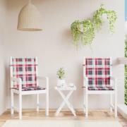 vidaXL Stolsdynor 2 st rödrutig 100x50x3 cm oxfordtyg