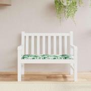 vidaXL Bänkdyna för trädgården bladmönster 120x50x4 cm oxfordtyg