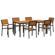 vidaXL 7-delars trädgårdsdining set i massivt akaciaträ och metall