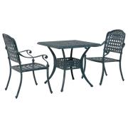 vidaXL 3-delat Trädgårdsbistro Set Grön Gjutet Aluminium