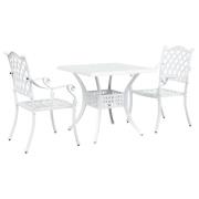 vidaXL 3-delars trädgård bistro-set, vit, gjuten aluminium