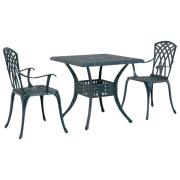 vidaXL 3-delars Uteplats Bistro Set Grön Gjutet Aluminium