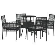 vidaXL 5 delar trädgårds matbordset svart poly rattan