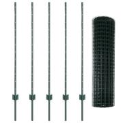 vidaXL Trädgårdsstaket Set Set med 2 Grön Pulverlackerat stål Medium