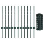 vidaXL Euro Fence med 11 U-stolpar Grön 0,6x25 m Stål