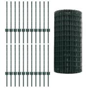 vidaXL Euro Fence med 22 U-stolpar Grön 0,6x50 m Stål