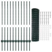 vidaXL Trädgårdsstängselset Set om 2 Grön Stål 25 x 1 m Hållbar