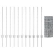 vidaXL Euro Staket med 11 U-Stolpar Silver 0,8x25 m Stål