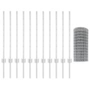 vidaXL Euro Stängsel med 11 U-poster Silver 0,8x25 m Stål
