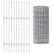 vidaXL Eurostaket med 22 U-poster Silver 0,6x50 m Stål