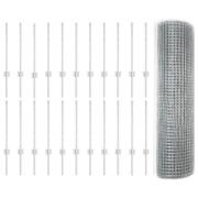 vidaXL Svetsat Trådfence med 22 U-stolpar Silver 0.5x50 m Stål
