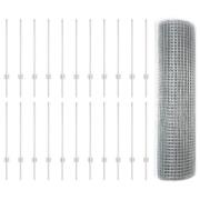 vidaXL Svetsat Trådstängsel med 22 U-stolpar Silver 0.8x50 m Stål