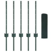vidaXL Hönsnätstängselset Set med 2 Grön Metall 10 x 0.5 m stängsel