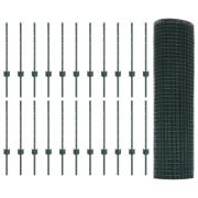 vidaXL Svetsat Trådstaket med 22 U Poster Grön 0.6x50 m Stål