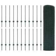 vidaXL Svetsat Trådgärde med 22 U-stolpar Grön 0.8x50 m stål