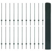 vidaXL svetsat trådstängsel med 22 U-poster Grön 1x50 m Stål