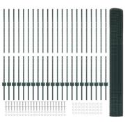 vidaXL svetsat trådgitter med 22 U-stolpar Grön 1,2x50 m Stål