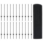 vidaXL Vikta Trådgärdsel med 22 U-stolpar Grå 0,8x50 m Stål