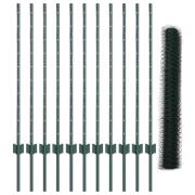 vidaXL Trädgårdsgärde Set 2-delar Grön Metall 25 x 1 m Hållbar
