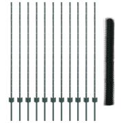 vidaXL Staketstolpar 11 st U-Kanal Grön 140 cm Stål, vidaXL Hexagonsta...