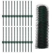 vidaXL Staketstolpar 11 st U-Kanal Grön 40 cm Stål, vidaXL Hexagon Sta...
